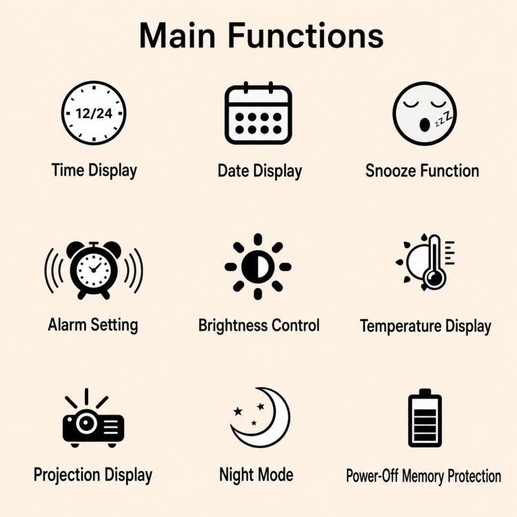DS-5822LP Creative Bamboo Texture LED Screen Dual Projection Display Electronic Digital Clock