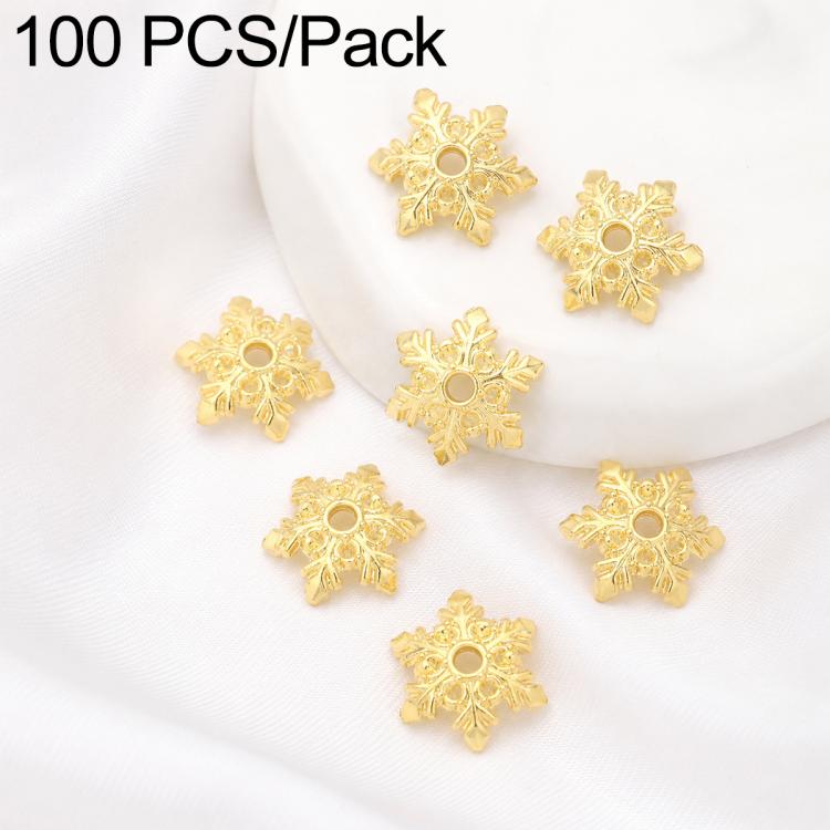 Gold 6-petal hollow flower bead caps with center hole, spacer bead findings (set)