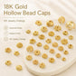 18K gold hollow 6-petal flower bead caps with center hole, DIY jewelry findings