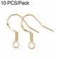 Gold-tone spring earring hooks with small round loop, DIY jewelry findings (2 shown)