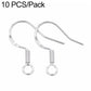 Sterling silver DIY earring hooks with spring coil and round loop, 10-piece pack
