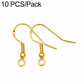 Gold-tone bead-spring earring hooks with small round loop, DIY jewelry findings (2 shown)