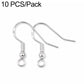 Silver-tone bead-spring earring hooks with small round loop, DIY jewelry findings (2 shown)