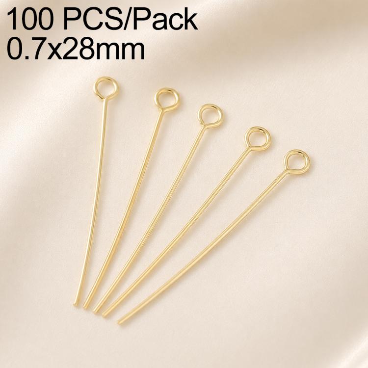Gold-plated head pins with loop, 0.7x28mm, set of 5 DIY charm earring findings