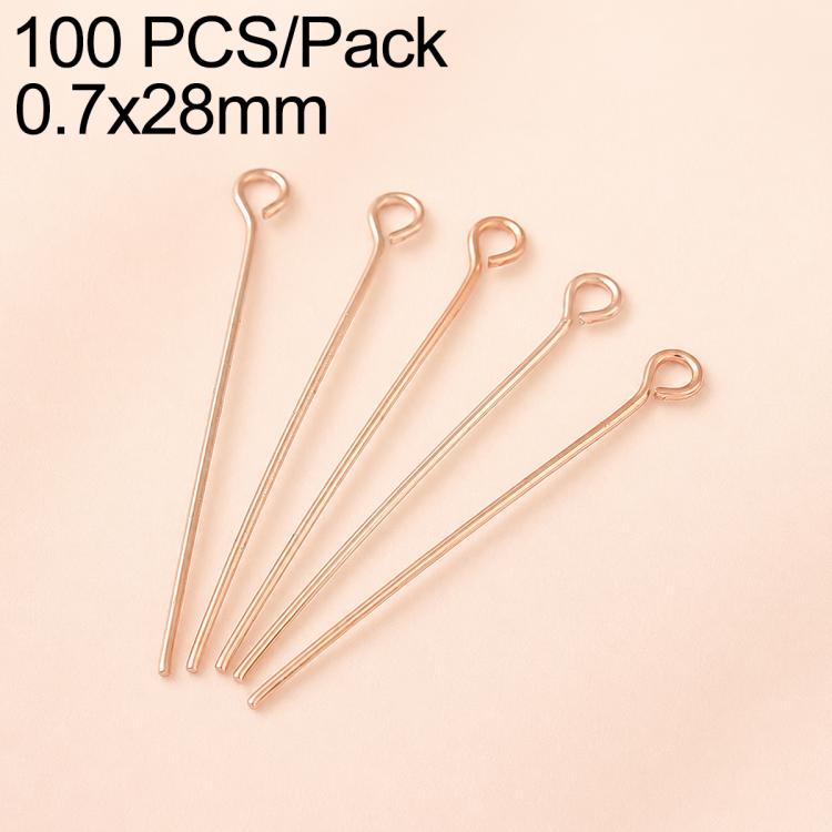 Rose gold-plated head pins with loop, 0.7x28mm, set of 5 jewelry making findings