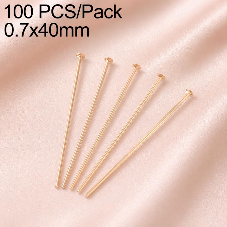 Gold-tone bead head pins with loop tops, 0.7x40mm, 100 pcs per pack