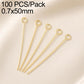 Gold plated bead head pins, straight wire with loop heads for jewelry making, 0.7x50mm