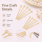 Gold eye pins and head pins set with smooth loop ends for fine craft jewelry details