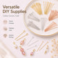 Mixed eye pins and bead head pins in gold and silver tones with looped ends for DIY