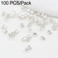 White-tone crimp end beads, small metal tube separator clips for DIY jewelry making