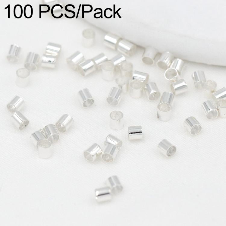 White-tone crimp end beads, small metal tube separator clips for DIY jewelry making