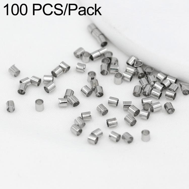 Silver-tone crimp end beads, small metal tube flat separator clips for DIY jewelry