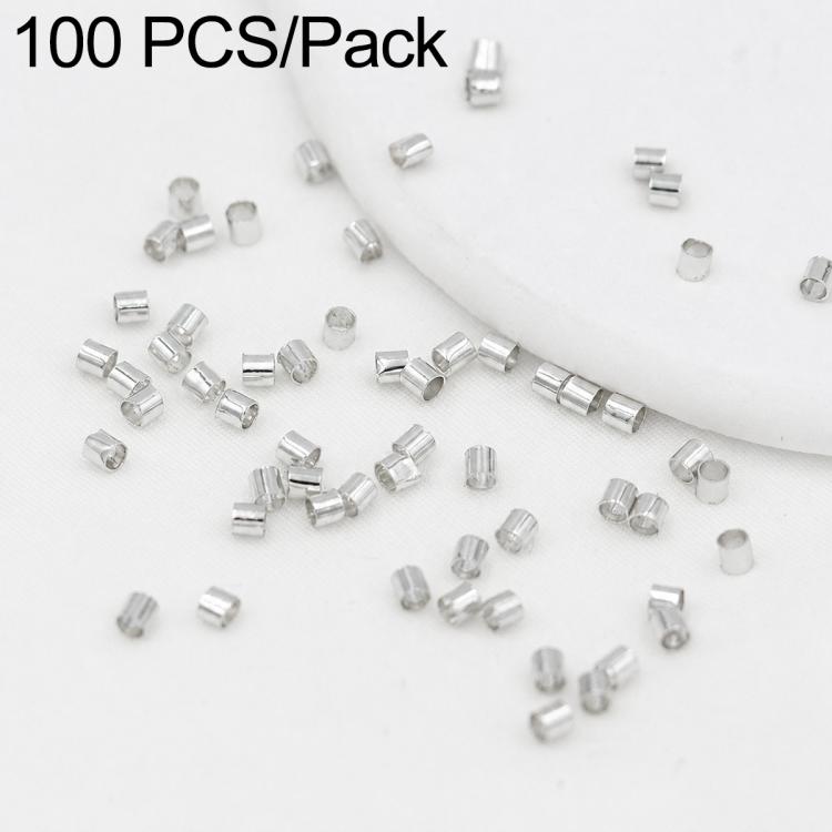 Silver-tone crimp end beads, small tube flat separator clips for DIY jewelry making