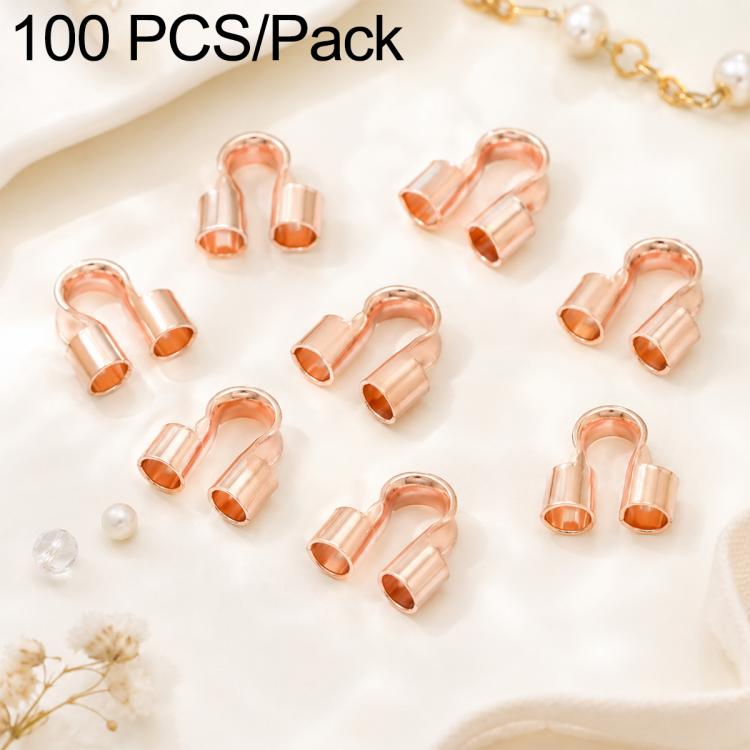 Rose gold-tone U-shaped horseshoe clasp bracelet closure, 100 pcs