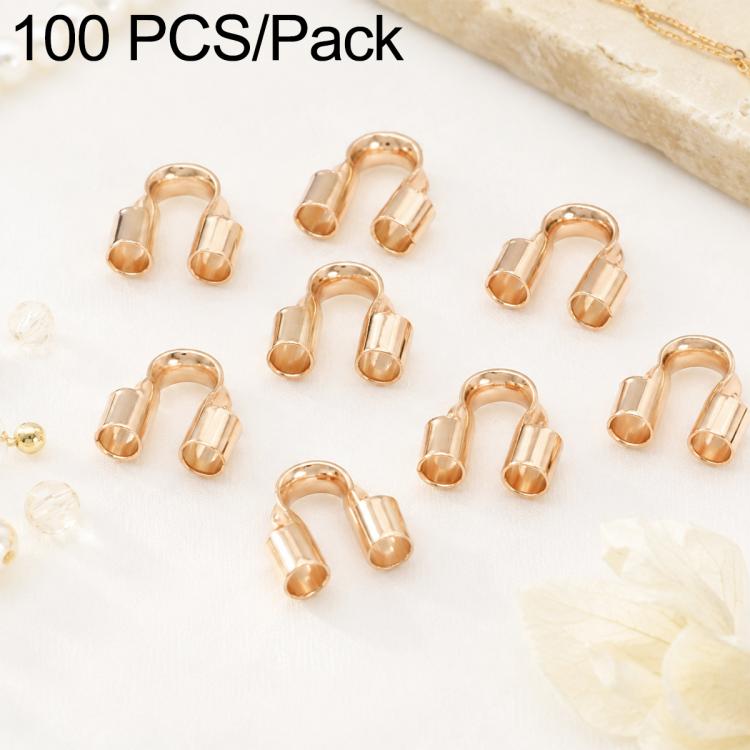 Rose gold-tone U-shaped horseshoe clasp bracelet closure, 100 pcs