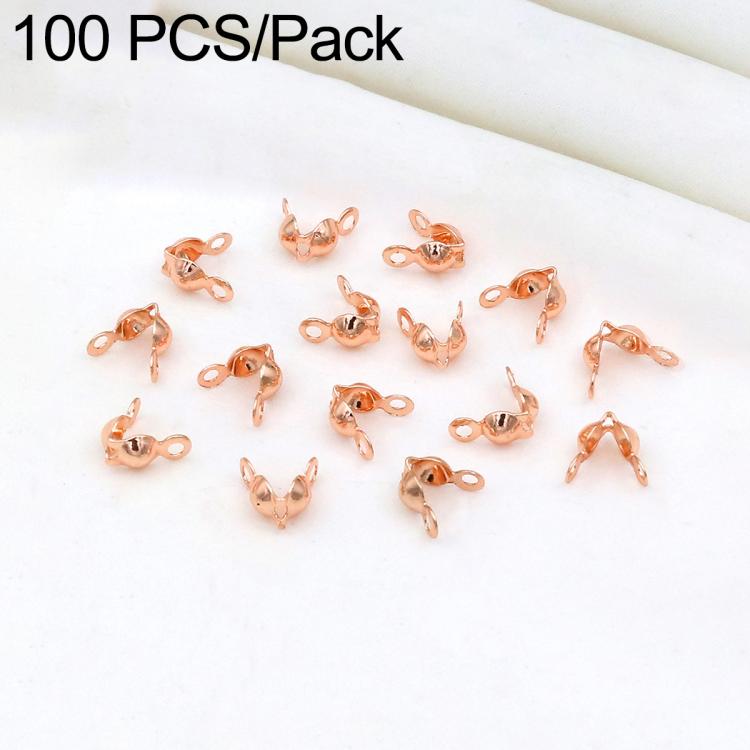 Rose gold-tone dual-loop crimp cover end caps with clear stones, assorted pack pieces