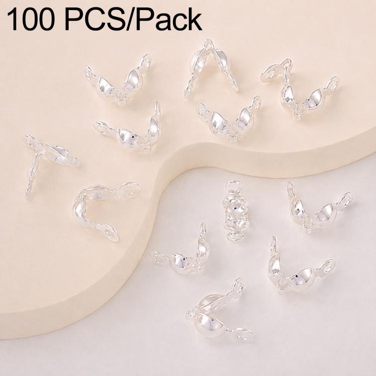 Silver-tone double-loop end caps with clear stones for bead-and-jewelry closures, assorted