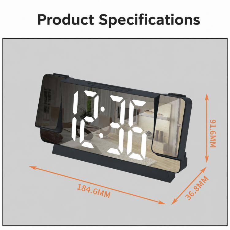 DS-3822LP Multifunctional LED Screen Dual Projection Mirror Display Electronic Digital Clock