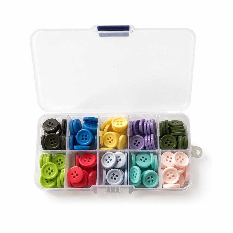 Mixed Color Round Resin Four-hole Buttons DIY Craft Kit