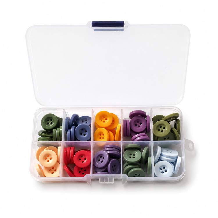 Mixed Color Round Resin Four-hole Buttons DIY Craft Kit