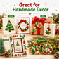 Handmade decor made with mixed round buttons in green, red, and white ornaments