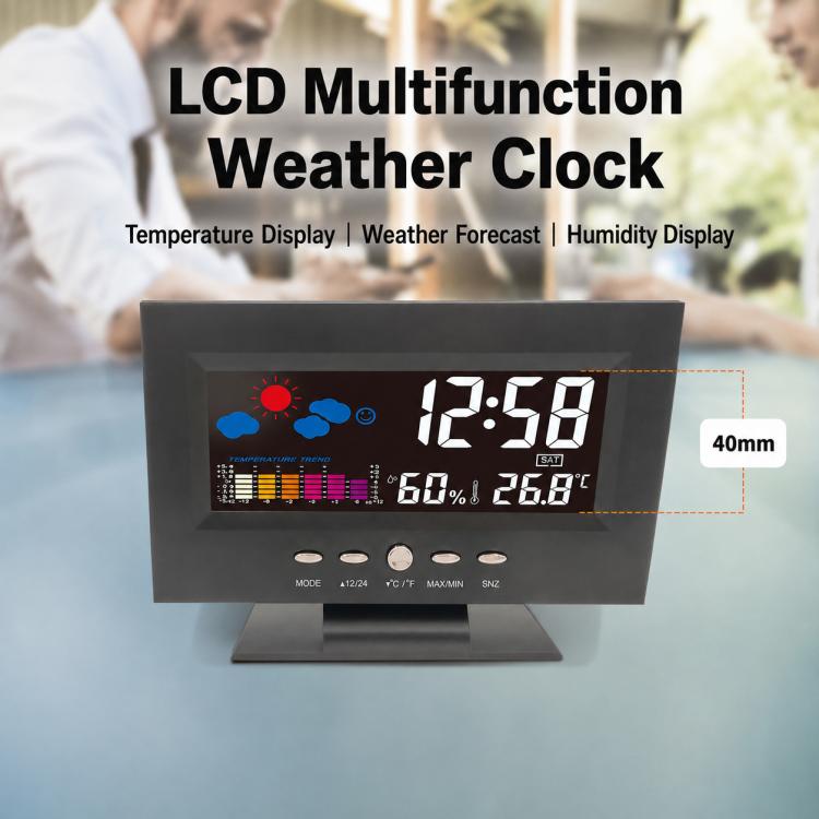 DS-8082TS LCD Multifunctional Voice-Controlled Backlit Weather Display Electronic Clock