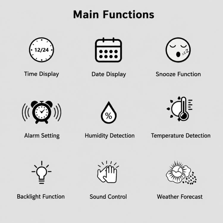DS-8082TS LCD Multifunctional Voice-Controlled Backlit Weather Display Electronic Clock