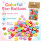 Assorted star buttons in a clear bag, colorful mixed 2-hole resin stars
