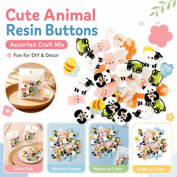 8 PCS/Pack Colorful Animal-shaped Design Resin Buttons