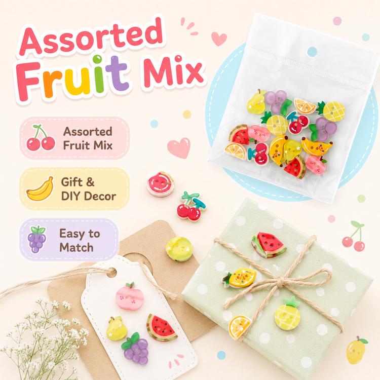8 PCS/Pack Colorful Fruit Patterns Round Resin Buttons for DIY Sewing Accessories