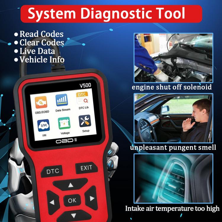 V500 Car OBDII Diagnostic Scanner, Engine Fault Code Reader