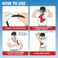 Red golf arm alignment trainer with step-by-step use instructions diagrams