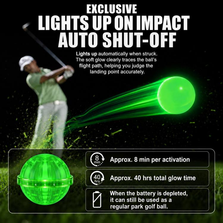 PGM Q037 Light-Up Golf Park Ball, Green with Light, Yellow with Light, Orange without Light, Red without Light