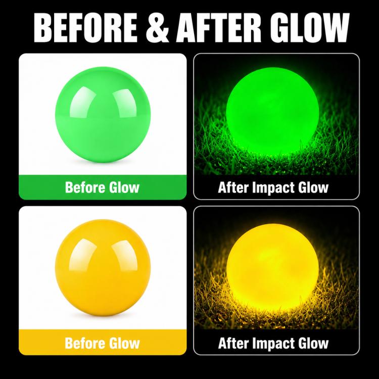 PGM Q037 Light-Up Golf Park Ball, Green with Light, Yellow with Light, Orange without Light, Red without Light