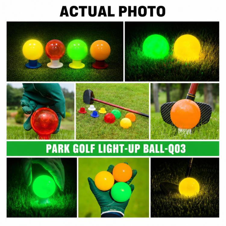 PGM Q037 Light-Up Golf Park Ball, Green with Light, Yellow with Light, Orange without Light, Red without Light