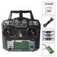 FlySky FS-I6X drone transmitter with front LCD, twin sticks, and top antenna frame
