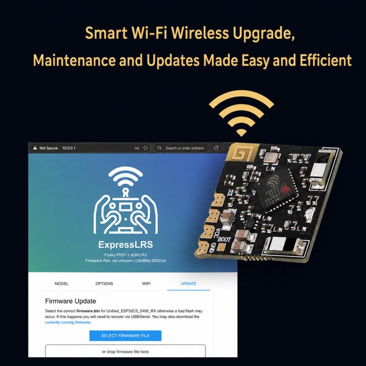 Dual ceramic antenna receiver PCB with Wi-Fi upgrade module area