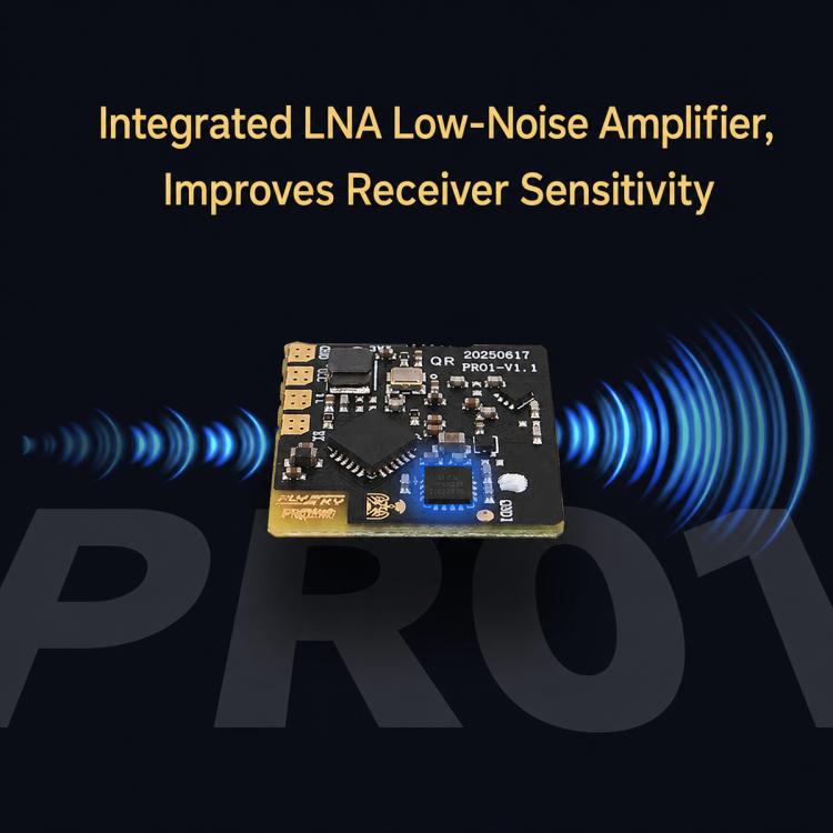 ELRS receiver PCB with onboard LNA area and dual ceramic antenna pads