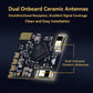 Receiver PCB with dual onboard ceramic antennas and etched circuit details