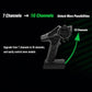 Black FlySky G7P+ RC transmitter with steering wheel control and green UI display