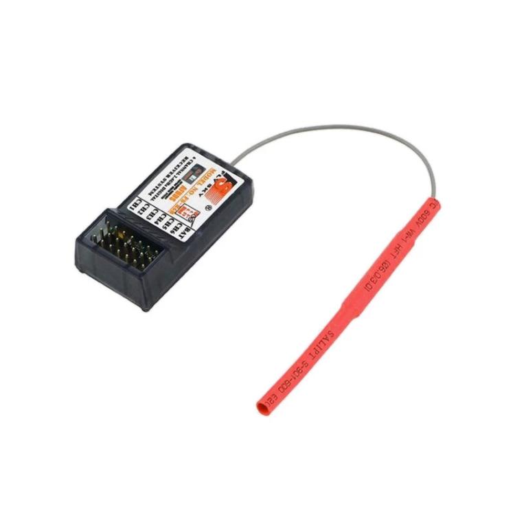 FlySky FS-R6B 2.4GHz 6CH receiver with red antenna lead and gold pin socket