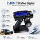 Black RC 2.4GHz transmitter with blue LCD screen and large steering wheel