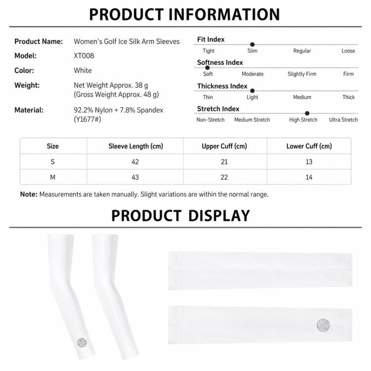 PGM XT008 Women Breathable Cooling Sun Protection Arm Sleeves, S, M