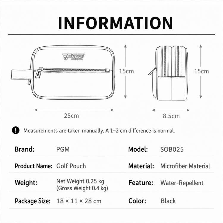 PGM SOB025 Double-Layer Large-Capacity Water-Repellent Golf Handbag