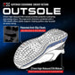 Men’s golf shoe outsole view with patterned anti-slip cleats on white midsole.