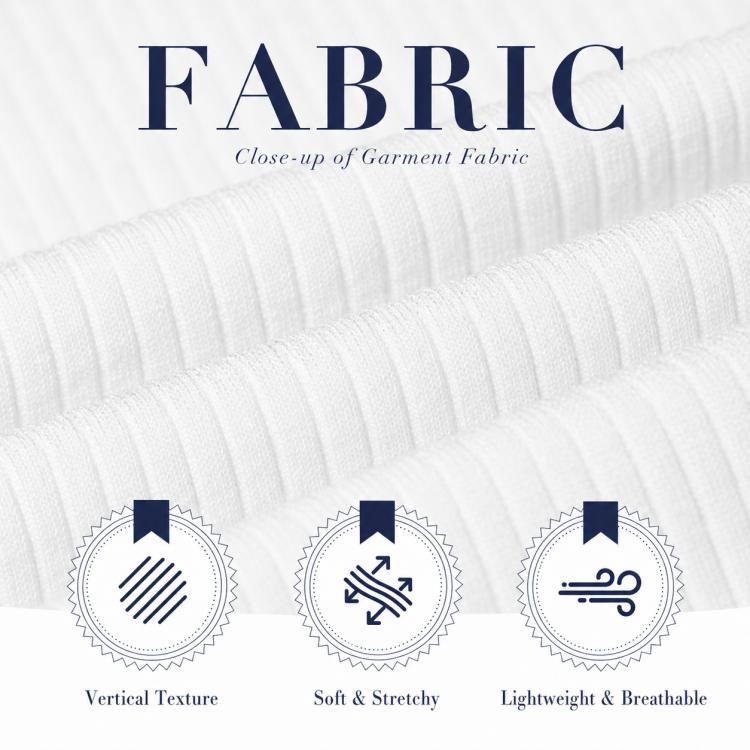 White knit fabric close-up with ribbed texture for soft, breathable comfort