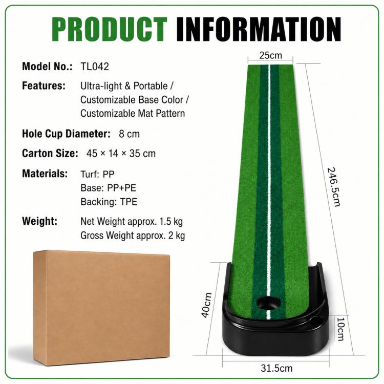 PGM TL042 Portable Indoor Golf Putting Practice Mat, Only Trainer, Trainer Set