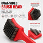 Dual-sided brush head tire repair wire brush with straight and dense steel bristles