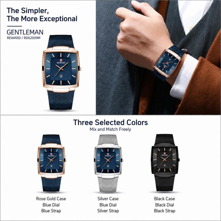 REWARD RD62009M Men Watch Quartz Watch with Calendar Display & Mesh Band