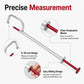 Brake disc thickness gauge with red graduated rod and U-shaped measurement hook